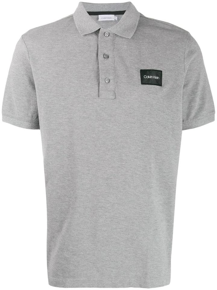 Calvin Klein Logo Patch Polo Shirt - Grey