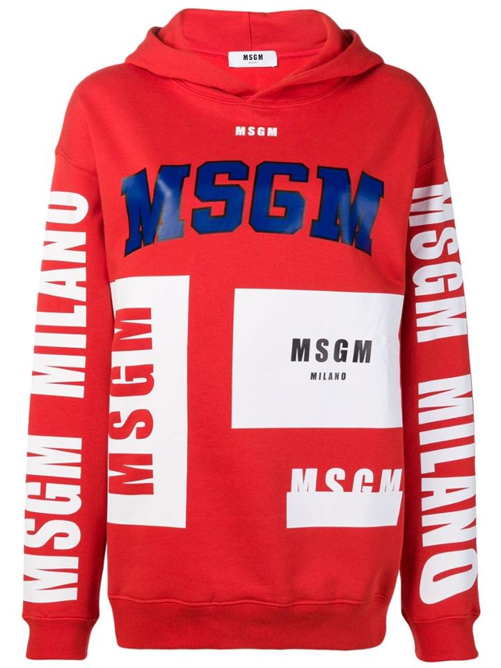 Msgm Branded Hoodie - Red