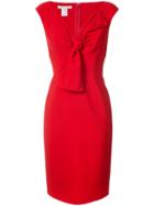 Oscar De La Renta Bow Embellished Knee Length Dress - Red
