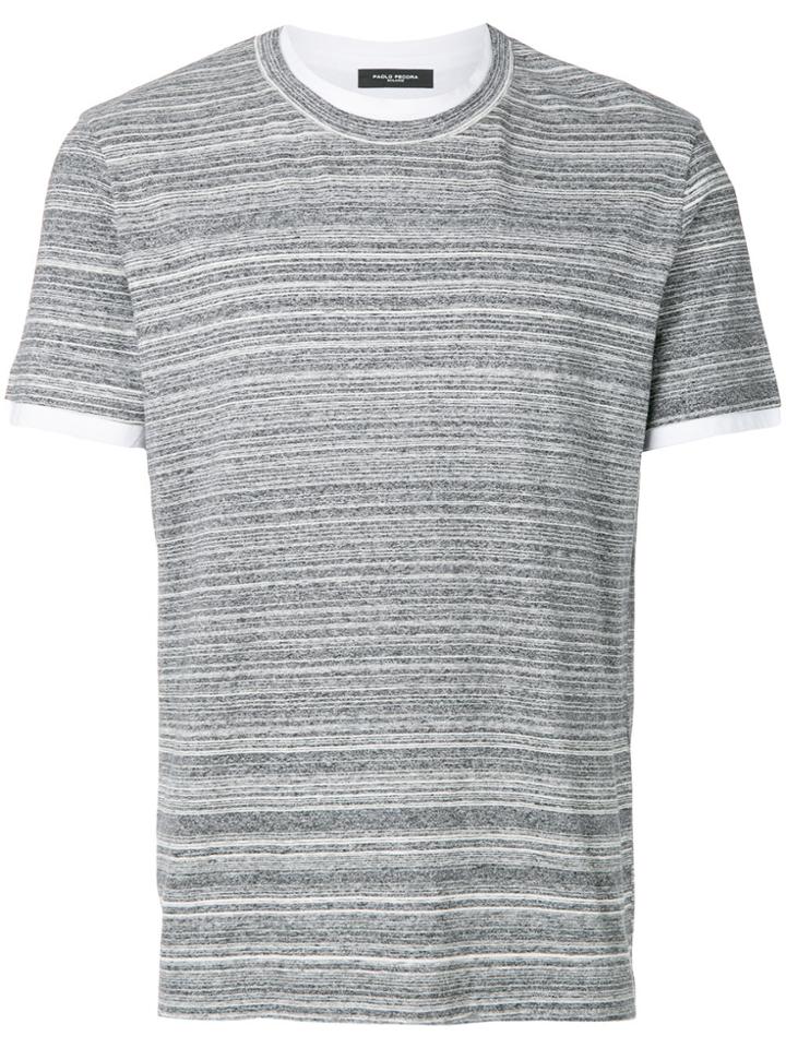 Paolo Pecora Melange Striped T-shirt - Grey