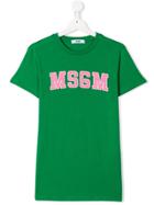 Msgm Kids Teen Logo Patch T-shirt - Green