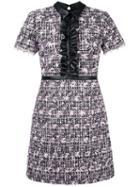 Giamba Ruffled Detailing Tweed Dress, Women's, Size: 44, Black, Polyester/polyamide/acrylic/polyurethane