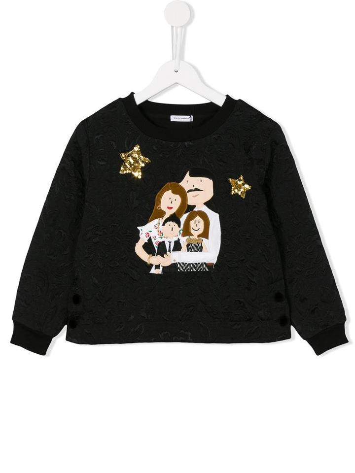 Dolce & Gabbana Kids Family Patch Jumper, Toddler Girl's, Size: 5 Yrs, Black