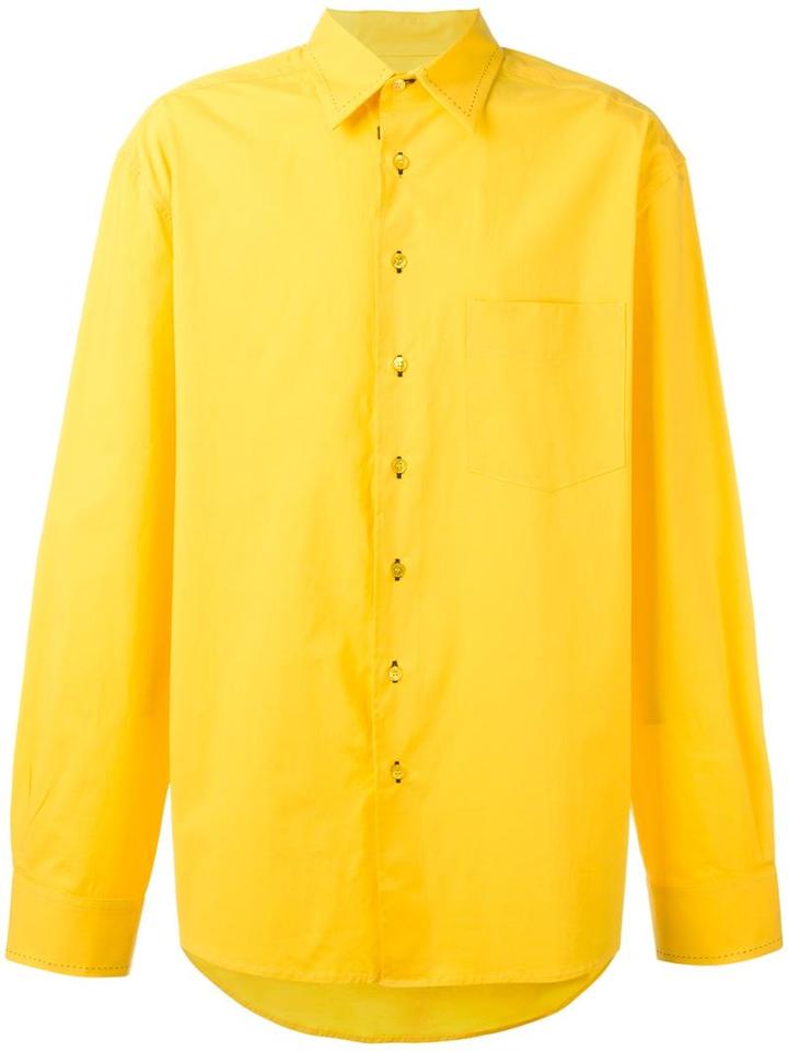Raf Simons Oversized Button Down Shirt, Men's, Size: 48, Yellow/orange, Cotton/polyurethane
