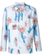 Julien David Floral Shirt Jacket, Men's, Size: Medium, Blue, Cotton/silk