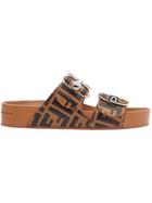 Fendi Ff Double Strap Sandals - Brown