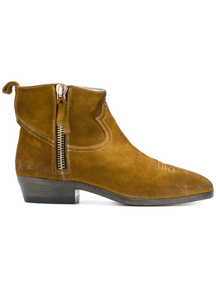Golden Goose Deluxe Brand Stitching Detail Boots - Nude & Neutrals