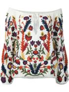 Alice+olivia Floral Embroidery Off-shoulder Blouse, Women's, Size: Large, White, Viscose/polyester