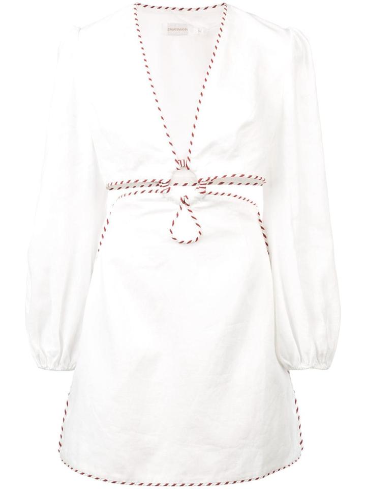 Zimmermann Striped Trim Mini Dress - White