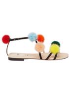 Fendi Pom Pom Detailed Sandals - Multicolour