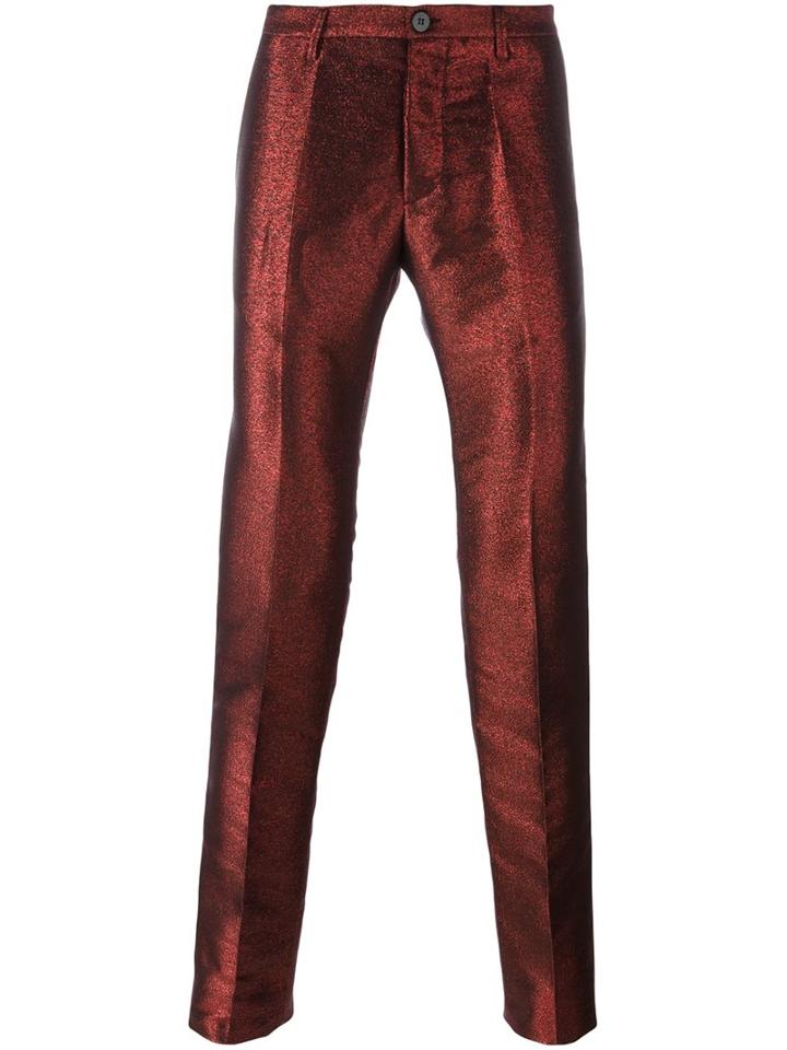 Christian Pellizzari Shimmer Tailored Trousers, Men's, Size: 50, Red, Polyester/polyamide/viscose
