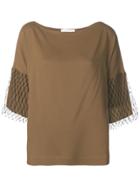 Fabiana Filippi Net Sleeve T-shirt - Brown