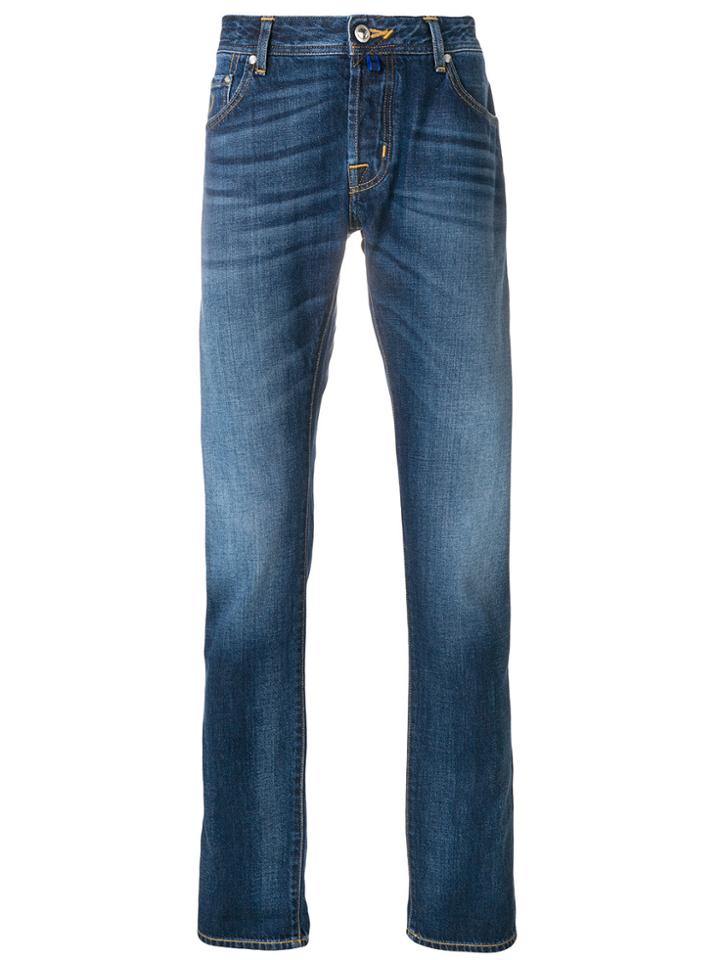 Jacob Cohen Straight Leg Whiskered Jeans - Blue