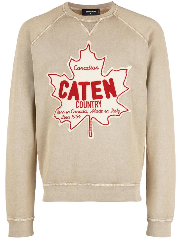 Dsquared2 Maple Leaf Embroidered Sweatshirt - Nude & Neutrals