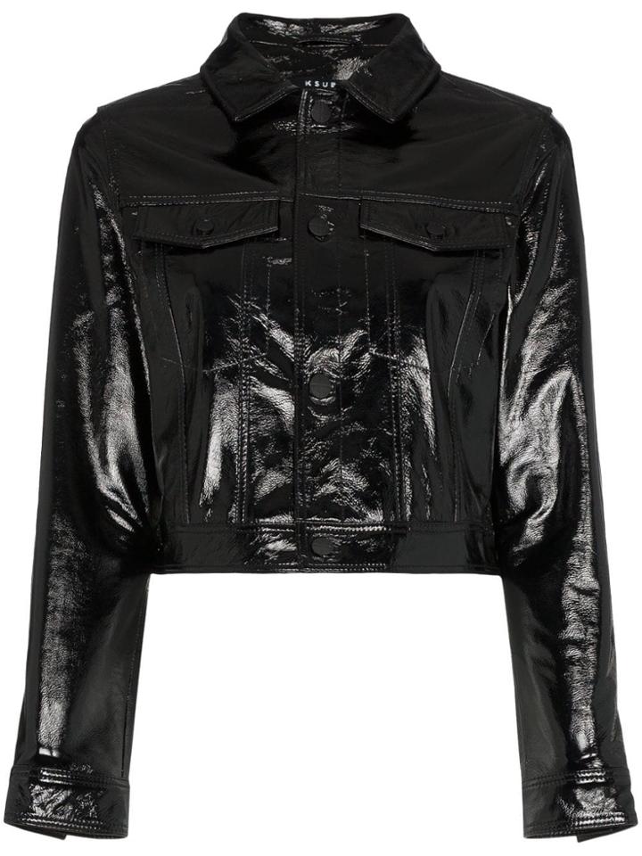 Ksubi Ksubi A2b Jkt Ptnt Ls Crop Trucker - Black