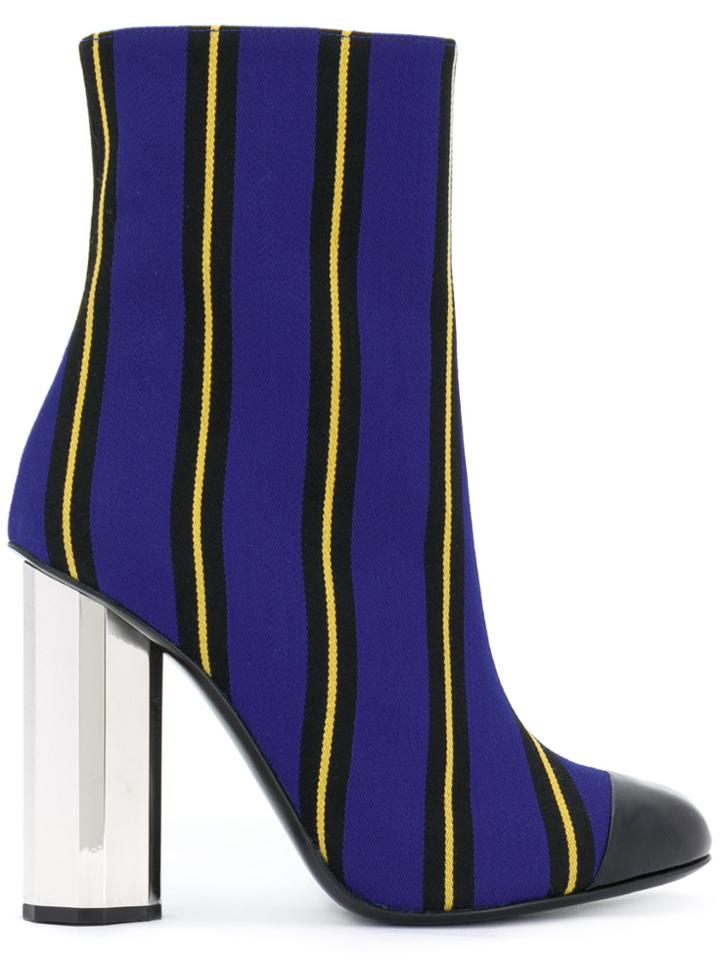 Marco De Vincenzo Striped Ankle Boots - Blue