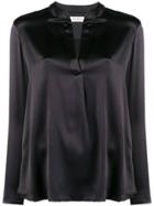 Blanca Sheen V-neck Blouse - Black