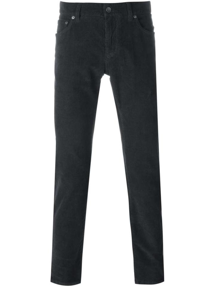 Dolce & Gabbana Corduroy Trousers, Men's, Size: 46, Green, Cotton/spandex/elastane/calf Leather