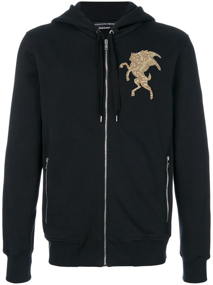 Alexander Mcqueen - Embroidered Hooded Sweatshirt - Men - Cotton/copper - S, Black, Cotton/copper