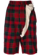 Comme Des Garçons Pre-owned Deconstructed Tartan Bermuda Shorts - Red