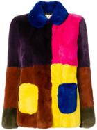 Marni Oversize Multicolor Lapin Rex Fur Jacket - Yellow & Orange