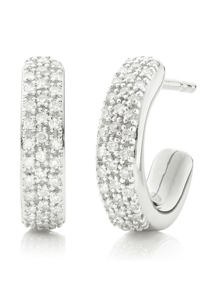 Monica Vinader Fiji Mini Hoop Diamond Earrings - Silver