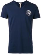 Diesel Logo Print T-shirt, Men's, Size: Xl, Blue, Cotton/spandex/elastane