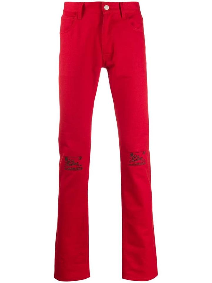 Raf Simons Slim-fit Embroidered Knee Jeans
