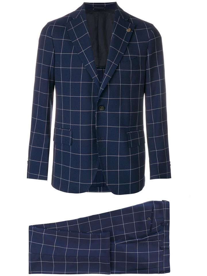 Gabriele Pasini Checked Print Suit - Blue