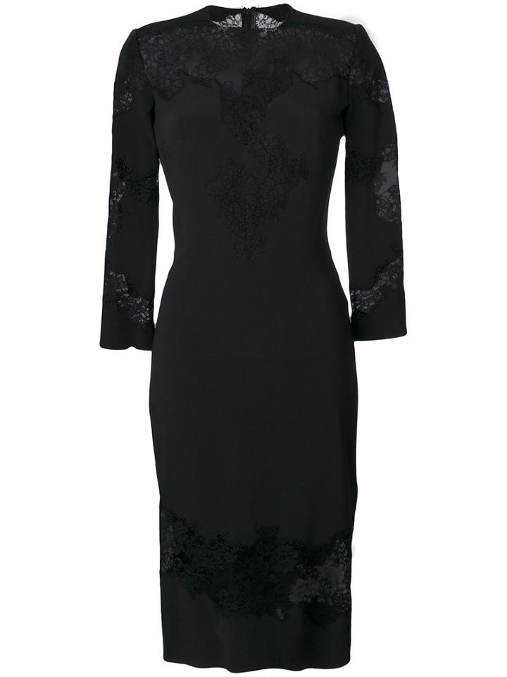 Ermanno Scervino - Lace Detail Fitted Dress - Women - Spandex/elastane/acetate/viscose - 42, Black, Spandex/elastane/acetate/viscose