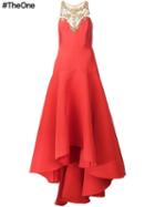 Marchesa Notte Embroidered Neck Gown, Women's, Size: 16, Red, Polyester