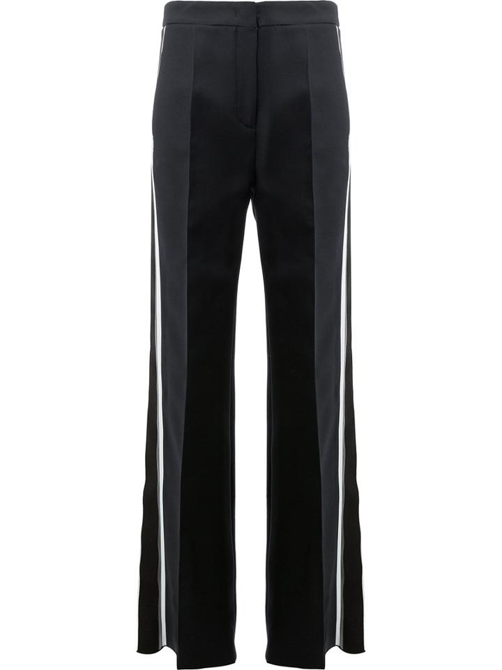 Fendi Side Stripe Flared Trousers, Women's, Size: 40, Black, Silk/polyamide/polyester/wool