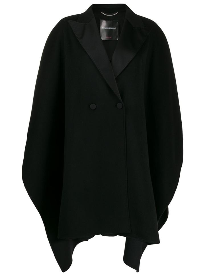 Ermanno Scervino Double-breasted Cape Coat - Black