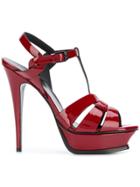 Saint Laurent Patent-leather Tribute Sandals - Red