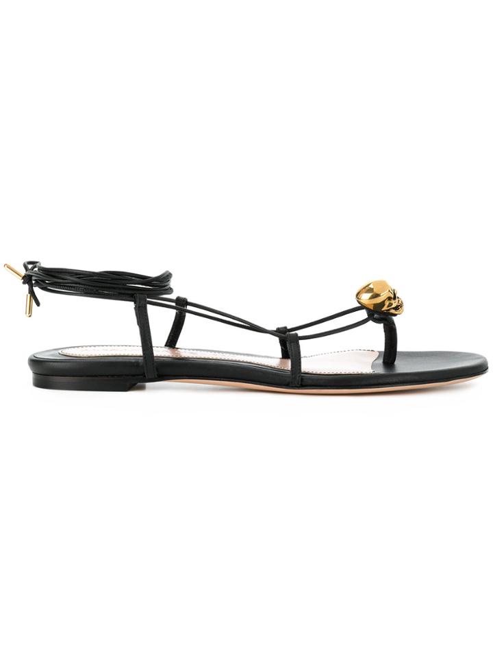 Alexander Mcqueen Skull Detail Sandals - Black