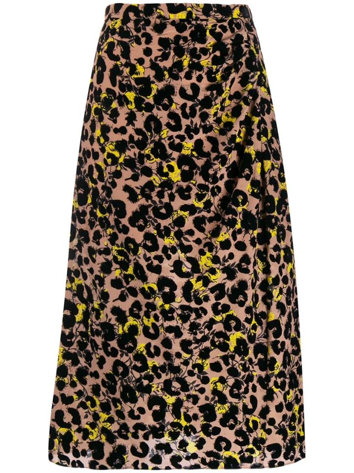 Rochas Leopard Print Midi Skirt - Pink