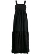 L'autre Chose Floral Embroidered Maxi Dress - Black