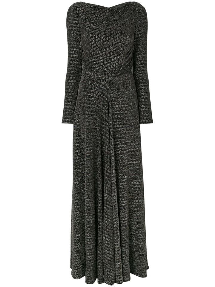 Talbot Runhof Glittery Detail Draped Gown - 999 (black)