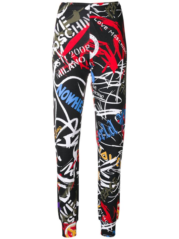 Love Moschino Graffiti Print Leggings - Black
