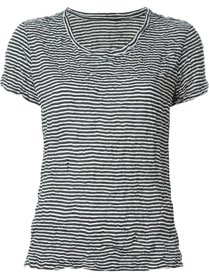 Issey Miyake Cauliflower Striped T-shirt, Women's, Black, Polyester