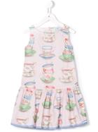 Monnalisa Tea Cup Print Dress, Girl's, Size: 6 Yrs, Pink/purple