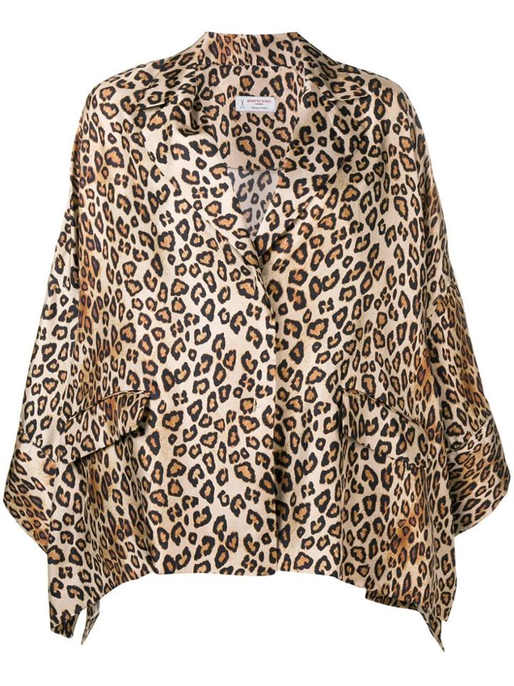 Alberto Biani Leopard Print Cape Jacket - Neutrals