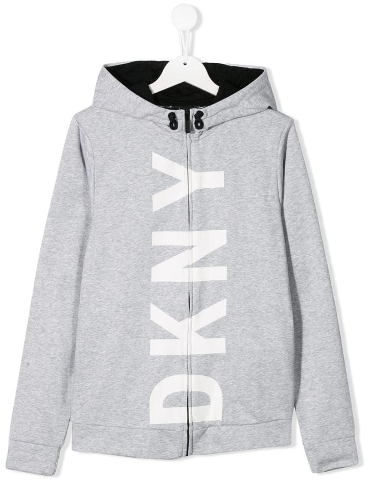 Dkny Kids Logo Print Bomber Jacket - Grey