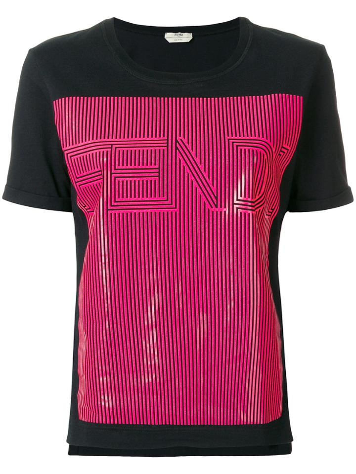 Fendi Contrast Logo Patch T-shirt - Black