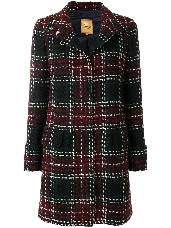 Fay Plaid Midi Coat - Black