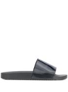 Maison Margiela Logo Printed Sliders - Black