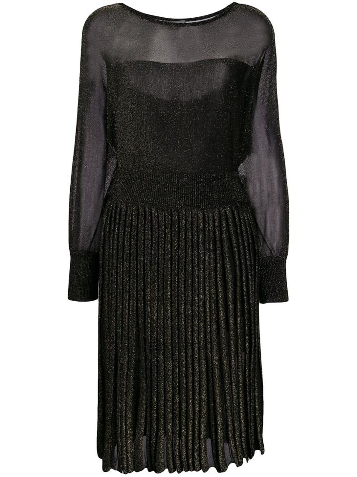 Alberta Ferretti Lurex Knit Midi Dress - Black