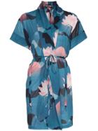 Double Rainbouu Vintage Floral Print Cotton Beach Kimono - Blue