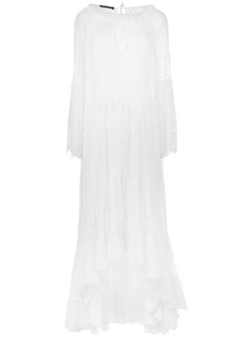 Alberta Ferretti - Long Asymmetric Dress - Women - Silk/acetate/other Fibers - 40, Women's, White, Silk/acetate/other Fibers