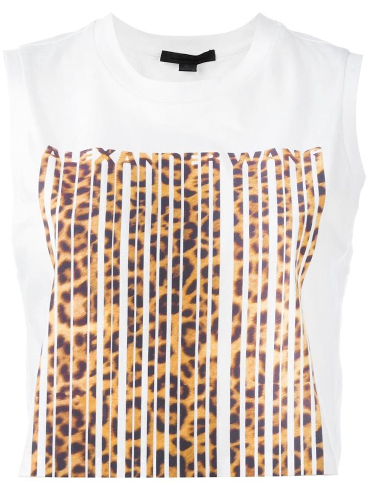 Alexander Wang Leopard Bonded Barcode Tank Top - White